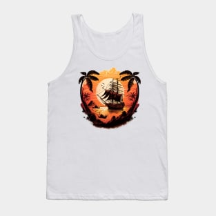 Vintage Sunset Raiders: A Pirate Ship Adventure Tank Top